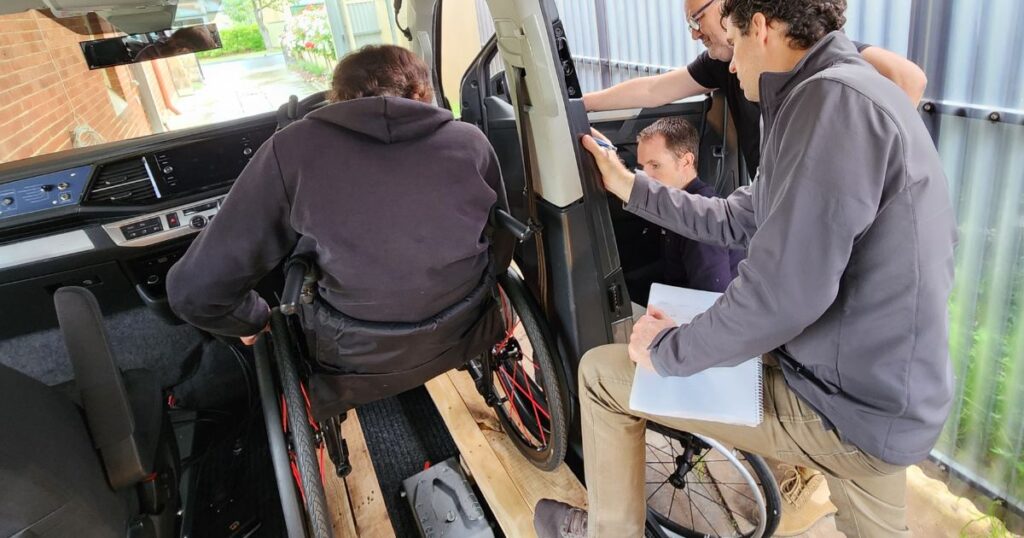 A technical consult session with a driver and the Total Ability Van and Drive Smart Driving School Adelaide
